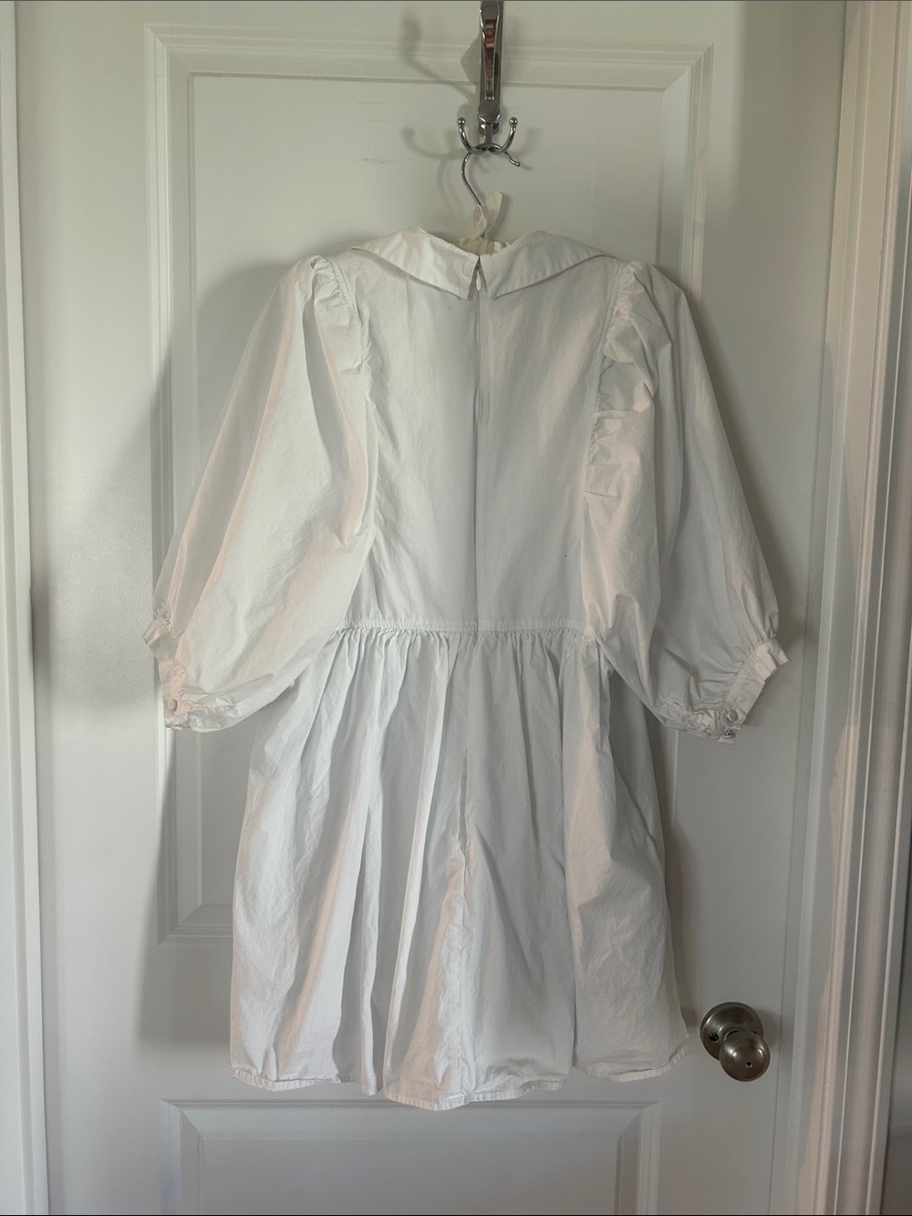 HUNTER BELL White Cotton Puff-Sleeve Mini Dress - Picture 4 of 4